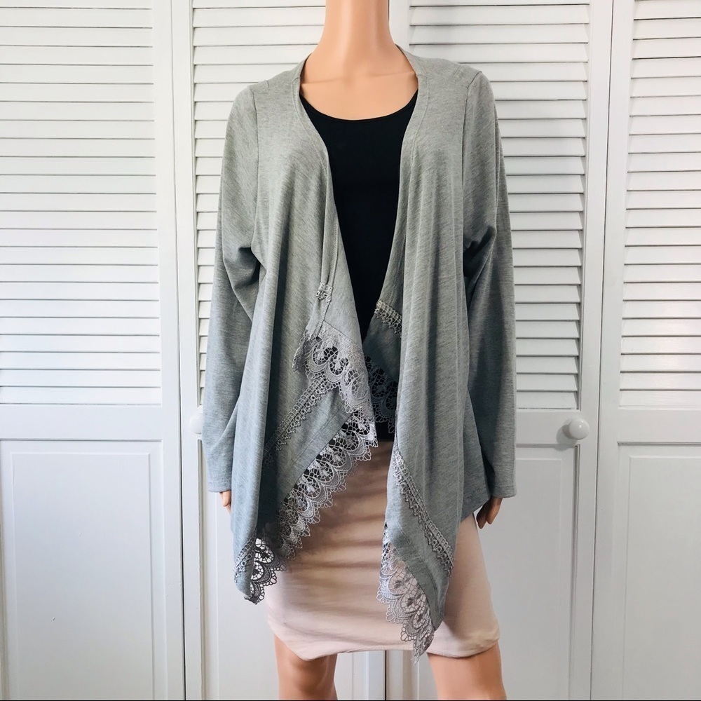 New LIVE AND LET LIVE Heather Gray Open Front Cardigan Size 1X